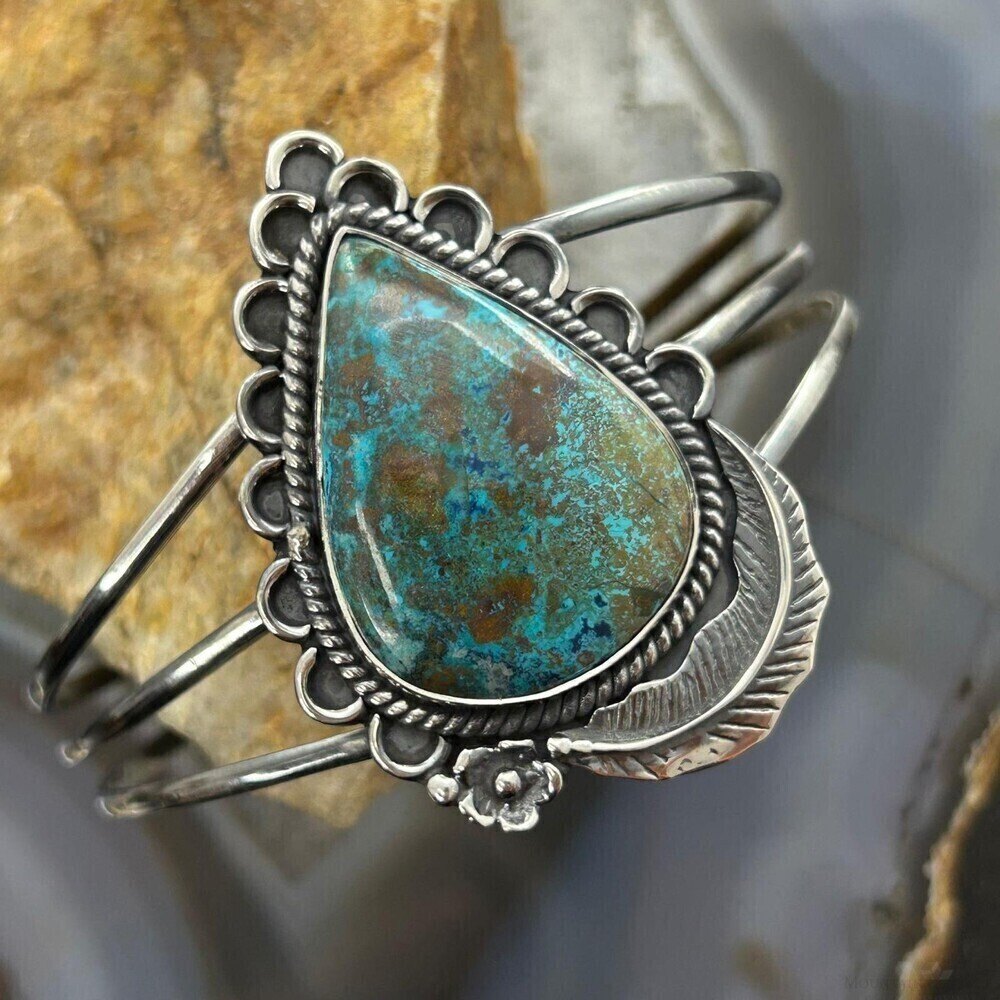 Sterling Southwestern Style Large Teardrop Shattuckite Bracelet For Women #2